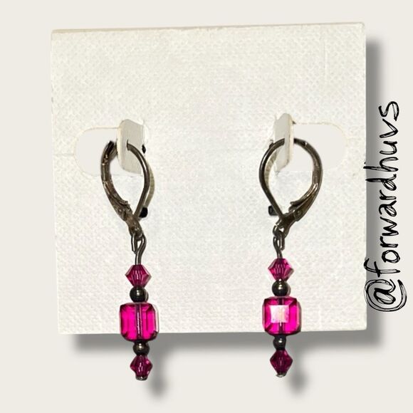 Bundle Sale 3 for $15 | Artisan Earrings – Pink Beads with Dark Spacers - Picture 5 of 7